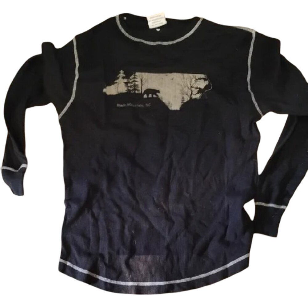 🚨5 For $25🚨J. America Black Graphic NC State Thermal Crewneck Sweater